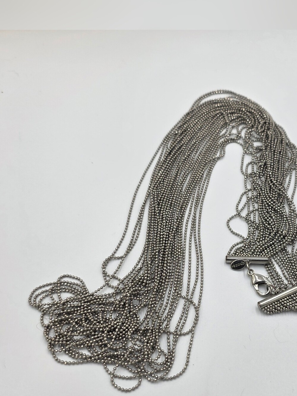 Chicos Womens Silver Tone Multi Strand Ball Chain Statement‎ Necklace Layered